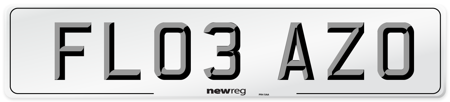 FL03 AZO Number Plate from New Reg
